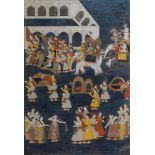 A processional scene, Lucknow, India, 1790, opaque pigments on paper heightened with gold and