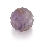 An amethyst carved bead, possibly Roman, of spherical form with coil projections, 2cm. high