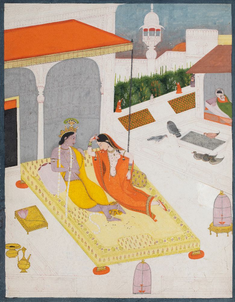 PROPERTY FROM THE COLLECTION OF WILLIAM AND MILDRED ARCHER Radha and Krishna on a bed, Garhwal,
