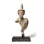 A Greek terracotta fragmentary hollow figure of a bearded warrior wearing a high plumed diadem and