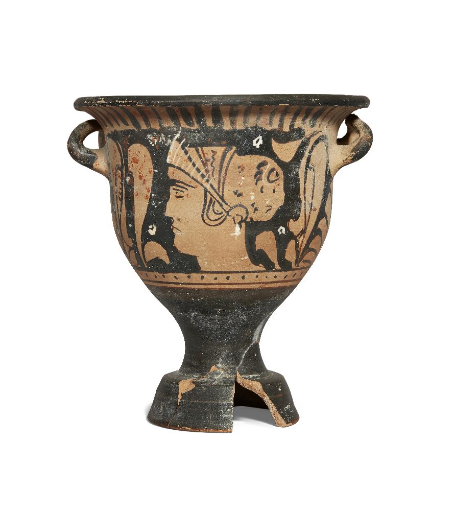 An Apulian red-figure bell krater, each side decorated with the head of a lady of fashion framed - Image 2 of 2