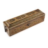 A Katamkari scribe's case, Iran, 19th century, of rectangular casket form, with hinged lid and chain