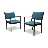 Ole Wanscher (Danish 1903-1985), a pair of model 'PJ 412' armchairs for Poul Jeppesen, Each with