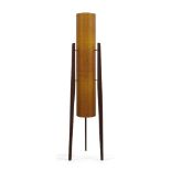 Novoplast Sered (Czechoslovakian), a fibreglass and teak floor lamp, c.1960, The orange