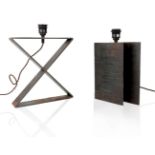 A cast iron 'X' table lamp after a design by Jean Michel Frank for the Hotel Horizonte, Mar del