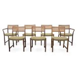 Illum Wikkelsø (Danish 1919-1999), a set of eight rosewood and caned dining chairs for CF