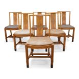 James Henry Sellers (British 1861-1954), a set of six satinwood dining chairs, c.1930, The broad