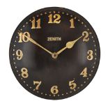 Heal's, a stained oak wall clock, with Zenith 18 day movement, c.1920, metal plate to reverse with