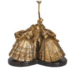 Fanny Rozet (French 1881- ), 'Old Time Dance' a cold-painted bronze group mounted as a table lamp,