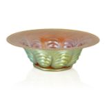 WMF (German), a 'Myra' iridescent glass bowl, c.1930, model number J.252, The lobed and ribbed