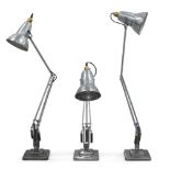 Herbert Terry & Sons (British), three chromed Anglepoise lamps, c.1930, each with cast