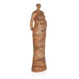 A stoneware sculpture of a woman standing full-length, c.1990, indistinctly signed, 'Mary S.