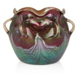 Loetz (Austrian), an iridescent ‘prototype’ Phaenomen Genre glass vase with six handles, c.1901/2,