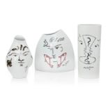 Three porcelain vases with designs after Jean Cocteau, c.2000, each with manufacturer's marks to