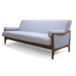 G plan (British), a teak framed sofa / daybed, c.1960, Upholstered in black and white flecked