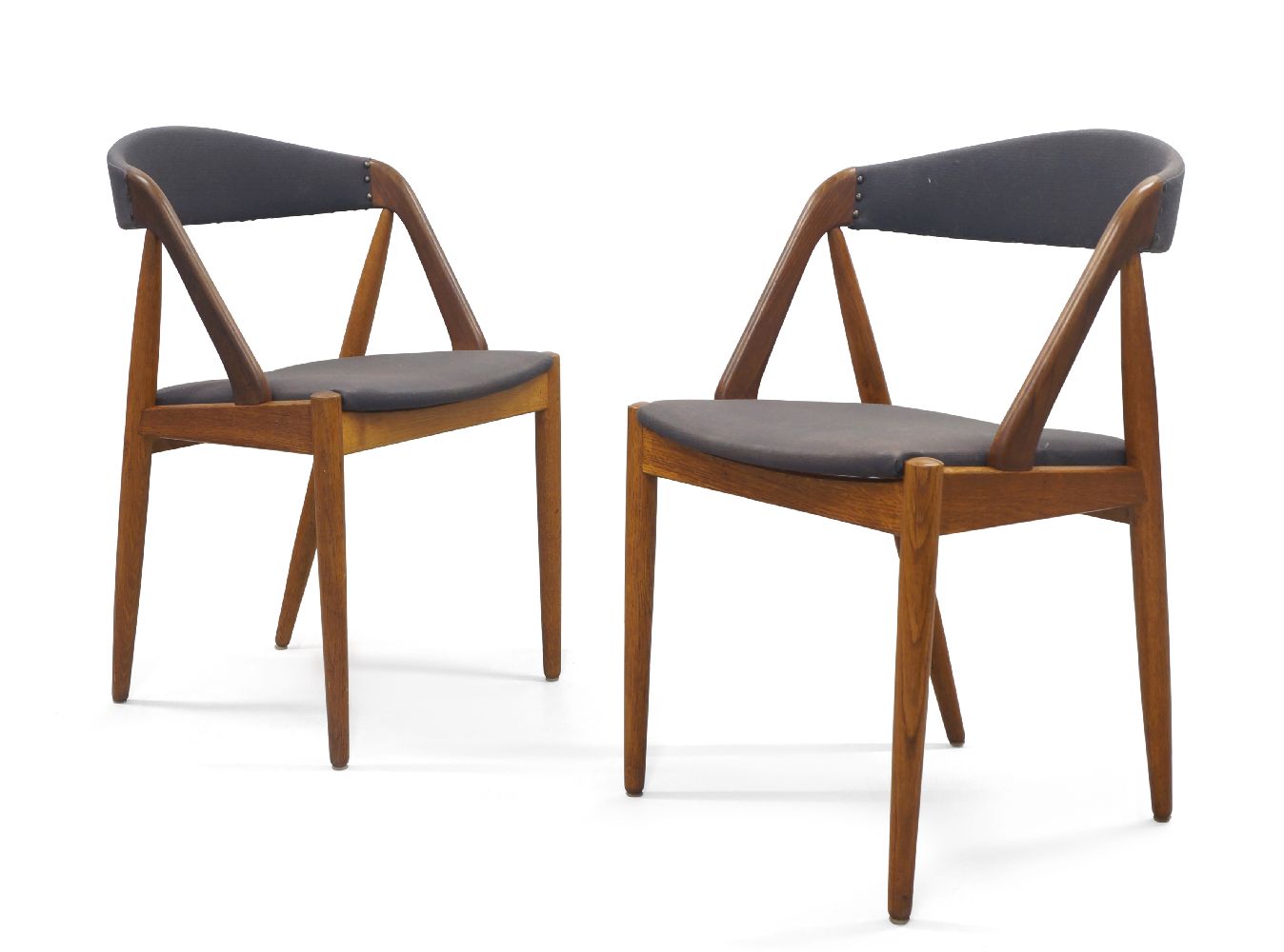 Kai Kristiansen (Danish b.1929), a pair of 'Model 31' dining chairs, c.1960, With grey upholstered