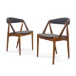 Kai Kristiansen (Danish b.1929), a pair of 'Model 31' dining chairs, c.1960, With grey upholstered