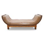 James Henry Sellers (British 1861-1954), a satinwood, burr wood and parquetry chaise longue, c.1930,