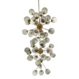 Amendment - Please Note, this light measures 268cm high - monumental brass and glass ceiling light,