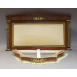 A French mahogany Empire style headboard, second half 20th Century, with arched pediment, centred by