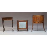 A Regency mahogany bowfront washstand, with two cupboard above single drawer flanked by faux drawers