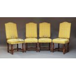 A set of four Dutch style dining chairs, late 20th Century, with yellow upholstered seat covers,