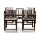 A matched set of five Chinese hardwood lowback armchairs, Meiguiyi, Ming dynasty, 17th century, with