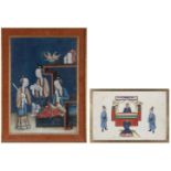 PROPERTY OF AN ENGLISH LADY A Chinese reverse mirror painting and a pith paper painting, early