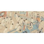 After UTAGAWA YOSHIIKU (Japanese, 1833-1904), Quarrelling and scuffling in women’s bath-house, later