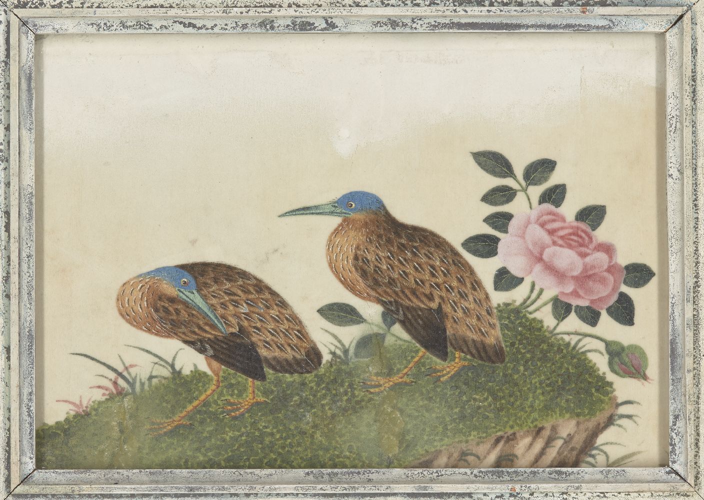 Twelve Chinese pith paper paintings of birds, late 19th century, all studies of pairs of birds, 10.6 - Image 7 of 11
