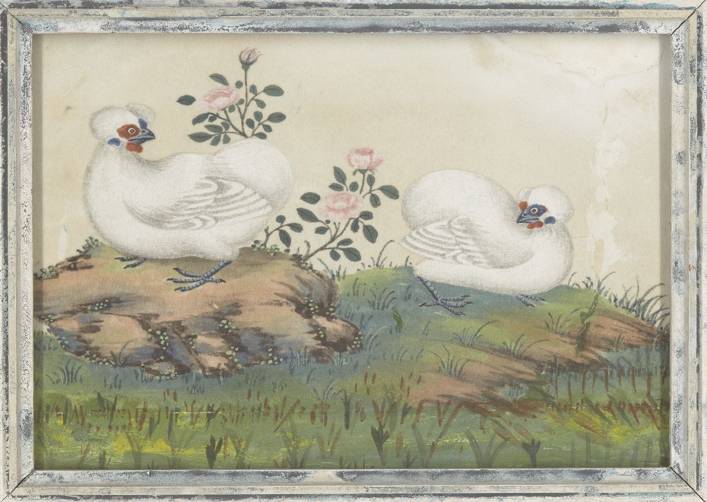 Twelve Chinese pith paper paintings of birds, late 19th century, all studies of pairs of birds, 10.6 - Image 3 of 11