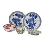 A group of Chinese and Japanese porcelain, early 20th century, including a footed dish, a small jar,