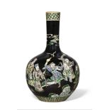 A Chinese porcelain famille noire 'immortals' vase, 19th century, painted with the Eight Immortals