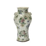 A Chinese porcelain Ge-type crackled-glazed and painted vase, 18th/19th century, painted to the