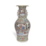 A large Chinese porcelain famille rose 'dance performance' baluster vase, late 19th century, painted