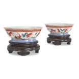 A pair of Chinese porcelain quatrilobe 'fish' bowls, Daoguang period, each painted to the exterior