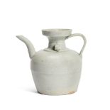 A Chinese porcelain qingbai ewer, Song dynasty, with moulded strap handle opposite a curved spout,