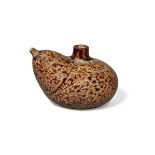 A Thai Sawankhalok stoneware brown-glazed kendi, 14th/15th century, of compressed globular form with