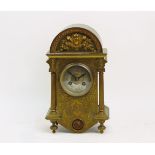 A French Neoclassical style brass mantel clock, late 19th century, of architectural form, the