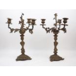 A pair of Victorian gilt-bronze three-light candelabra, by Thomas Abbott, third quarter 19th