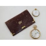 An 18ct gold cased open face pocket watch, the enamel dial with Roman numerals to the chapter
