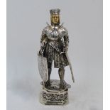 A silver and ivory figure of a king, by Neresheimer, Hanau, with import marks for Berthold Muller,