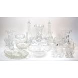 A group of glass and crystal table wares, 20th century, to include: a pair of garlic bulb