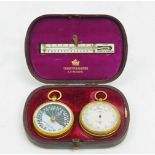 A late Victorian aneroid barometer, compass and thermometer pocket compendium, the compass and