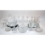 A group of glass table wares, 20th century, to include six William Yeoward crystal columnar