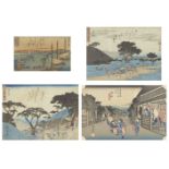 Utagawa Hiroshige, Japanese, 1797-1858, three woodblock prints in colours on wove, Shono and