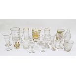 A group of glassware, 19th century and later, to include a tumbler with gilt hunting scene to the