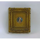 A miniature on ivory of Cupid , 19th century, in the manner of Parmigianino, depicted holding his