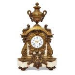 A Napoleon III gilt-bronze mounted white marble mantel clock, by Deniere, Paris, third quarter