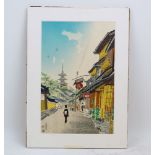 After Eiichi Kotozuka, Japanese, 1906-1979, Street Scene in Kyoto on New Year's Day; colour